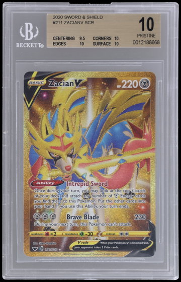 2020 Pokemon Sword And Shield Zacian V Secret Rare BGS 10