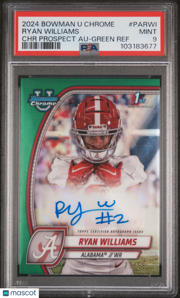 2024 Bowman University Chrome Bowman Chrome Prospect Autographs Ryan Williams #PARWI Green Ref PSA 9