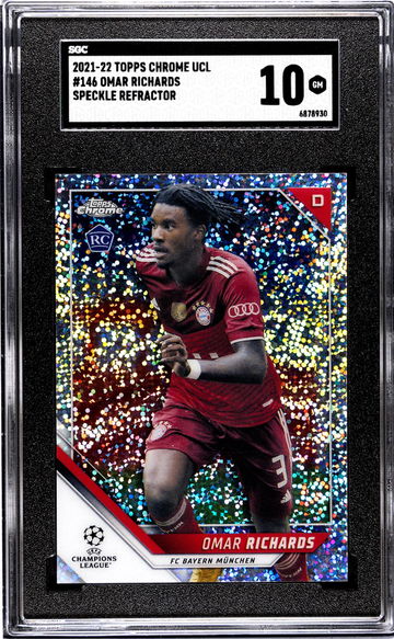 2021-22 Topps Chrome Ucl #146 Omar Richards Speckle Refractor SGC 10