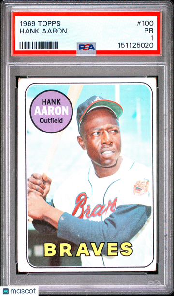1969 Topps Hank Aaron #100 PSA 1