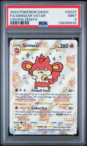 2023 Pokemon Sword and Shield Crown Zenith Galarian Gallery Simisear Vstar #GG37 PSA 9