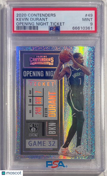 2020 Panini Contenders Kevin Durant #49 Opening Night Ticket PSA 9
