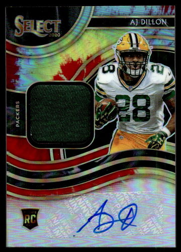 2020 Panini Select Tie-Dye Prizm AJ Dillon #RSM-AJD RC Patch Auto /25