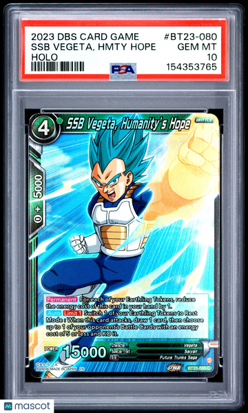 2023 Dragon Ball Super Card Game Series 23 Perfect Combination SSB Vegeta, Hmty Hope Holo PSA 10 #BT23-080