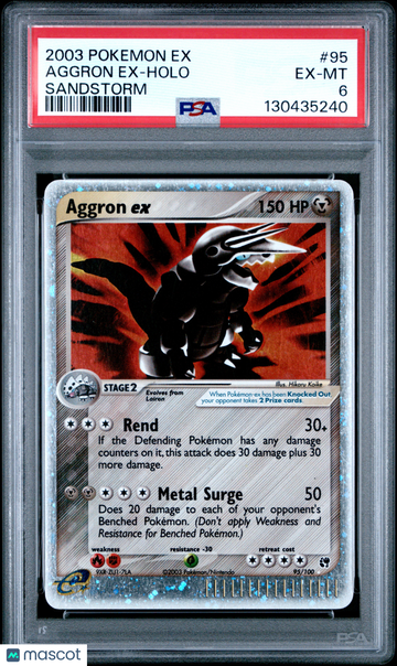 2003 Pokemon EX Sandstorm Aggron EX Holo Sandstorm PSA 6 #95