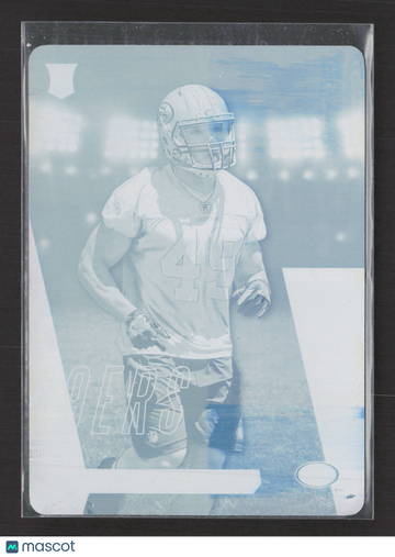 2017 Panini Absolute Football Matt Breida #165 Cyan Printing Plate /1 Printing Plate