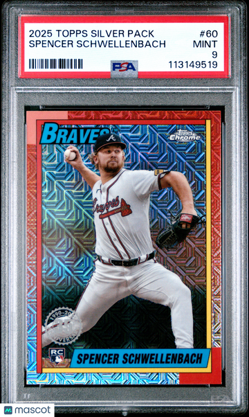 2025 Topps Silver Pack 1990 Chrome Promo Spencer Schwellenbach #60 PSA 9