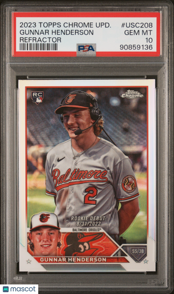 2023 Topps Chrome Update Gunnar Henderson #USC208 Refractor RC PSA 10 Topps