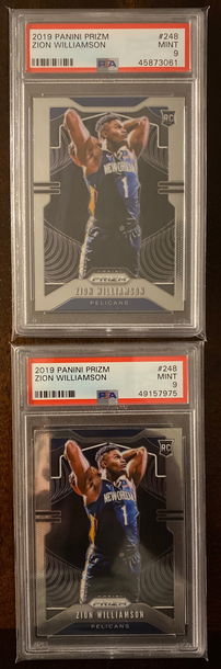 Zion Williamson x2 Prizm PSA 9 Rookie RC LOT