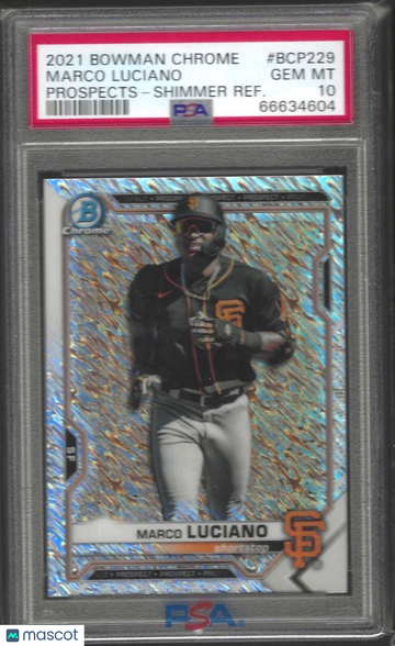 2021 Bowman Chrome Prospects Marco Luciano #BCP229 Shimmer Refractor PSA 10