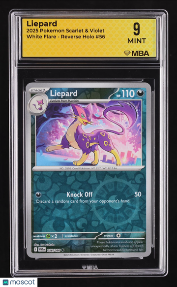 2025 Pokemon Scarlet & Violet White Flare Liepard Reverse Holo MBA 9 #56