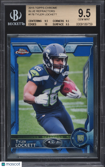 2015 Topps Chrome Blue Refractors Tyler Lockett #178 BGS 9.5