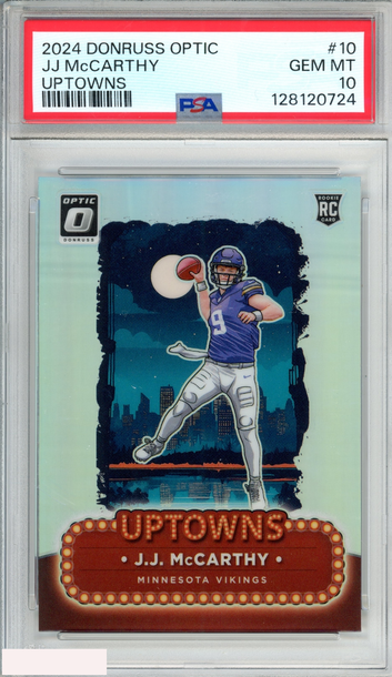 2024 PANINI DONRUSS OPTIC UPTOWNS JJ MCCARTHY #10 ROOKIE RC PSA 10 GEM MT
