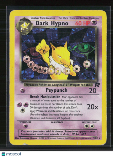 2000 Team Rocket Dark Hypno Holo Rare #9/82