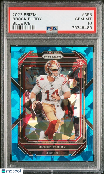 2022 Panini Prizm Brock Purdy Blue Ice /99 #353 Rookie Card RC PSA 10
