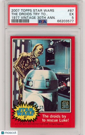 2007 Topps Star Wars 1977 Vintage 30th Anniversary Stamped Card The Droids Try To.. . #87 PSA 5