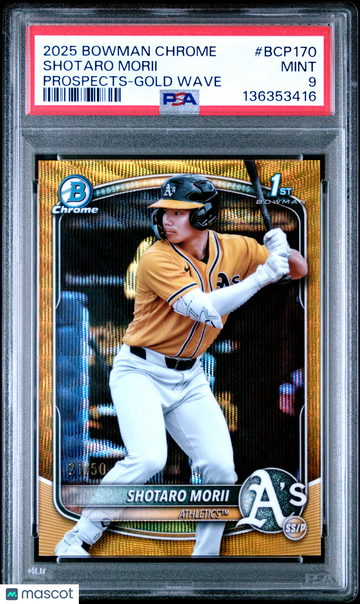 2025 Bowman Chrome Shotaro Morii #BCP-170 Gold Wave Refractor /50 1st Bowman PSA 9