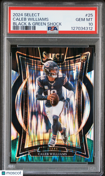 2024 Panini Select Caleb Williams #25 Black & Green Shock Rookie PSA 10