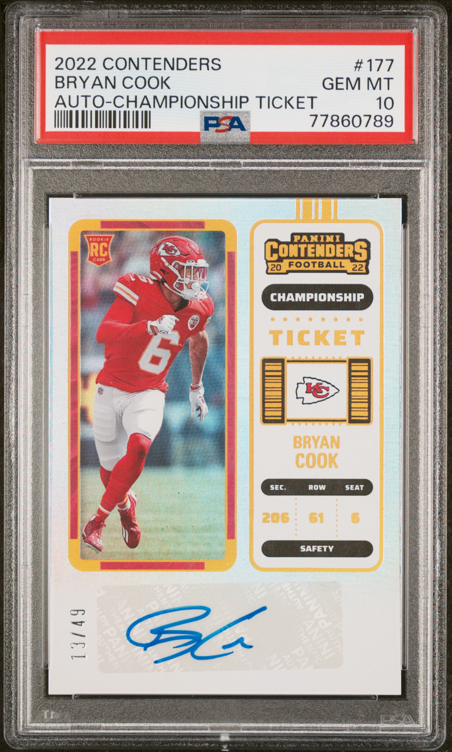 2012 Panini Contenders Bryan Cook #177 CHAMPIONSHIP TICKET Rookie 10 2022 PSA
