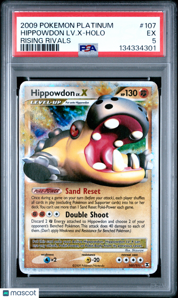 2009 Pokemon Platinum Rising Rivals Hippowdon LV. X Holo Rising Rivals PSA 5 #107