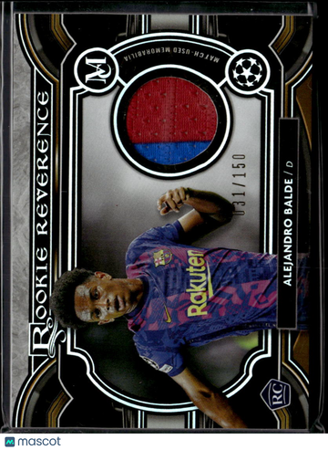 Alejandro Balde 2022 Topps Museum Collection Rookie Reverence Relic RC Match-Used Memorabilia /150 FC Barcelona