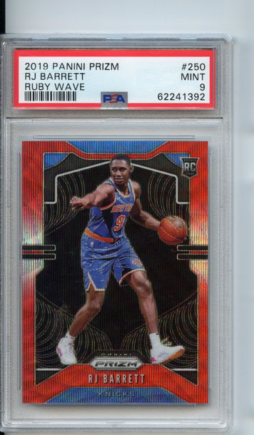 PSA 9 RC RJ Barrett Ruby Wave Red Prizm #250 Rookie Mint