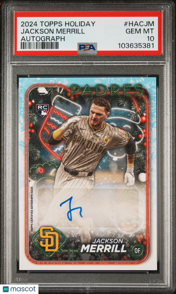 2024 Topps Holiday Autographs Jackson Merrill #HACJM PSA 10
