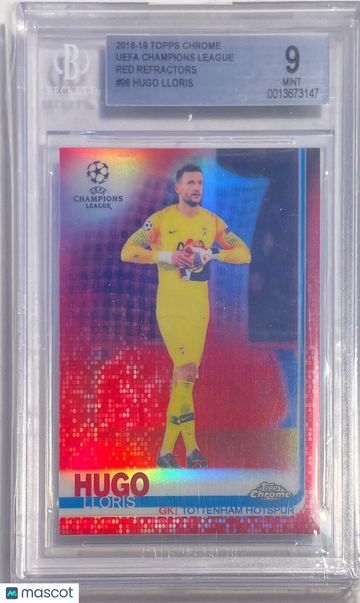 2018-19 Topps Chrome UEFA Champions League Red Refractors Hugo Lloris #98 BGS 9