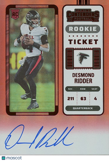 2022 Panini Contenders Desmond Ridder #114 Red Zone Rookie Panini Authentic