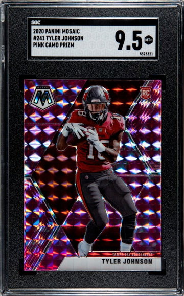 SGC 9.5 2020 Panini Mosaic Tyler Johnson Pink Camo Prizm Refractor Rookie # 241