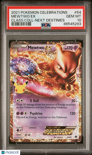 2021 Pokemon Celebrations Classic Collection Mewtwo EX Class.Coll-Next Destinies PSA 10 #54