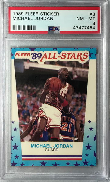 Michael Jordan 1989 Fleer Sticker #3 - PSA 8