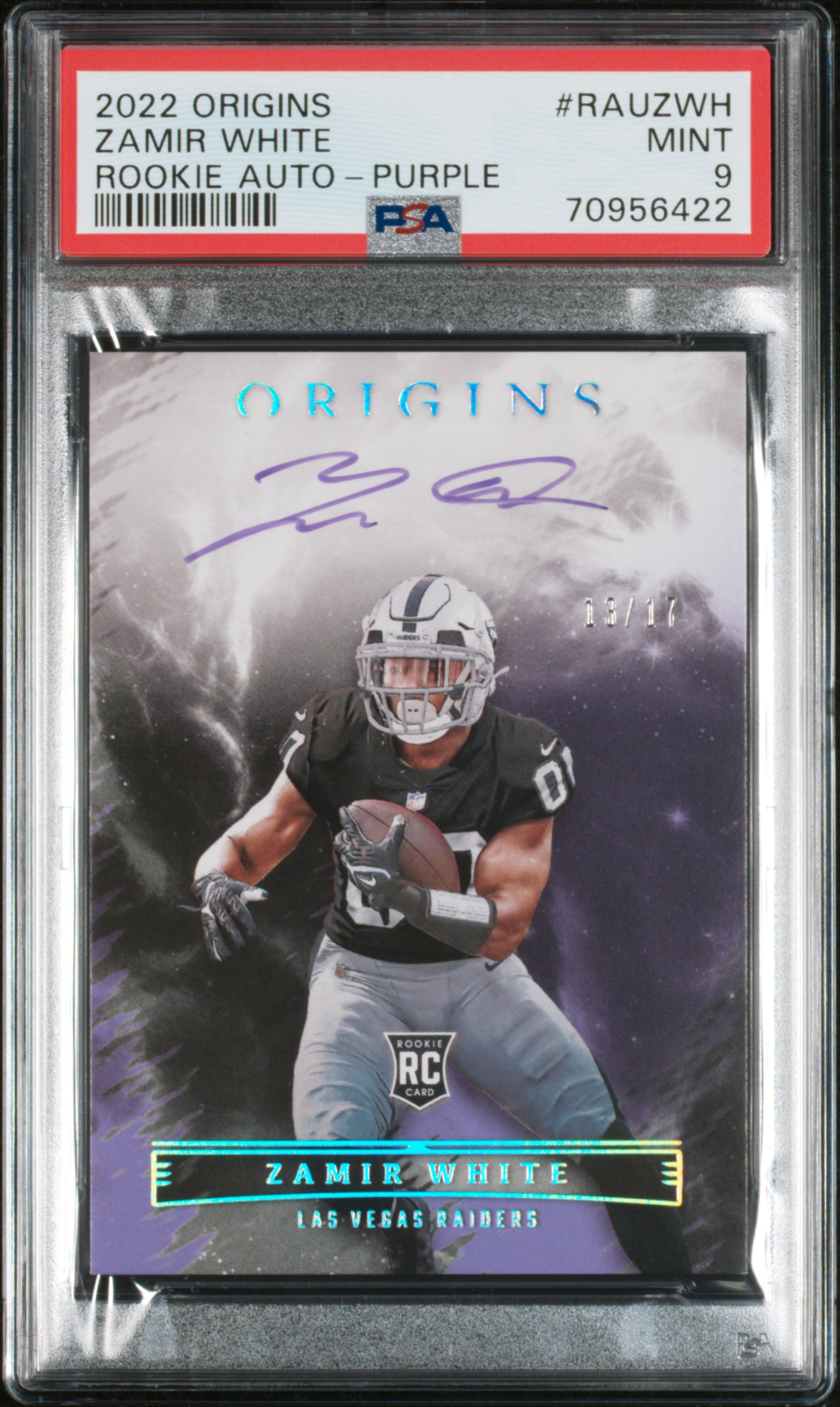 2022 Origins Rookie Autographs Zamir White Purple #13/17 - PSA 9