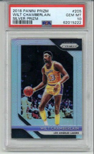 2018 PANINI PRIZM SILVER PRIZM #205 WILT CHAMBERLAIN LAKERS PSA 10 LOW POP RARE