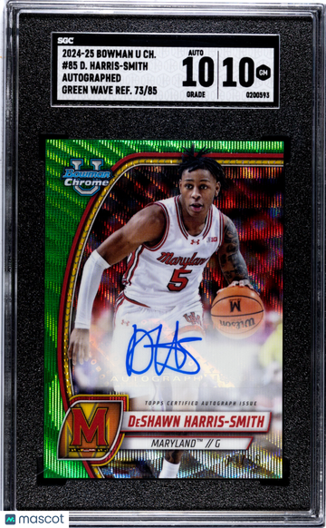 2024 Bowman U Chrome Deshawn Harris-Smith #85 Autograph Green Wave Refractor SGC 10 Auto 10