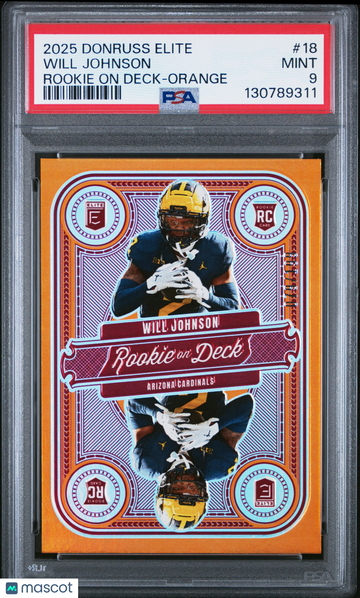 2025 Panini Donruss Elite Rookie On Deck Will Johnson #18 Orange /199 PSA 9