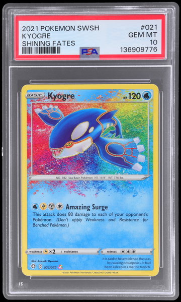 2021 Pokemon Sword And Shield Shining Fates Kyogre PSA 10