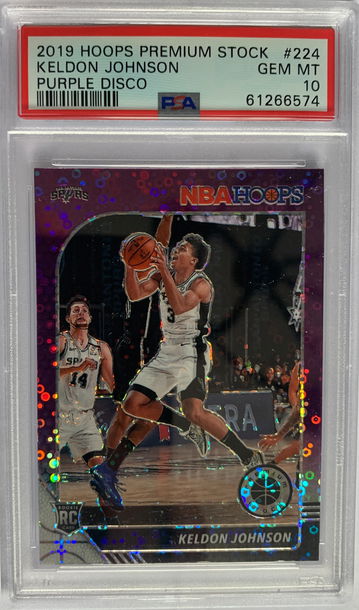 2019 Hoops Premium Stock Keldon Johnson Purple Disco PSA 10
