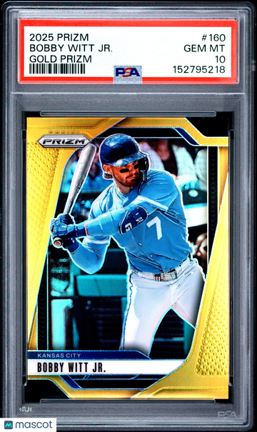 2025 Panini Prizm Bobby Witt JR. #160 Gold /10 PSA 10