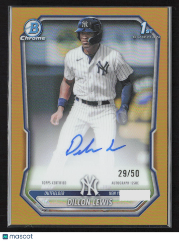 2026 Bowman Chrome Dillon Lewis #CPA-DL Gold Refractor /20