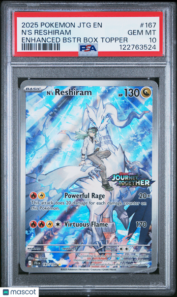 2025 Pokemon JTG EN-Journey Together N'S Reshiram Enhanced Bstr Box Topper PSA 10 #167