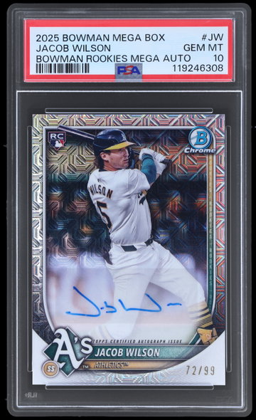2025 Bowman Mega Box Jacob Wilson Bowman Rookie Mega Autograph PSA 10