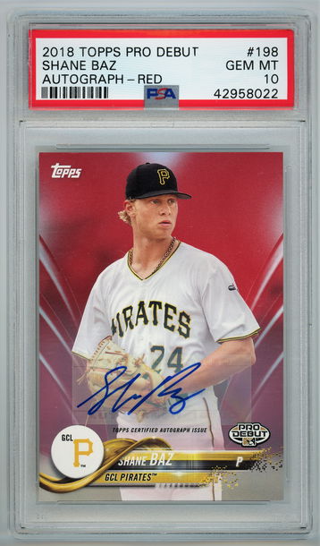 2018 Topps Pro Debut Red Autograph /10 Shane Baz PSA 10 Pop 1!!