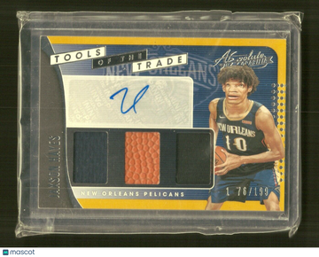 2019-20 Panini Absolute Memorabilia Jaxson Hayes #TT3-JXH Tools of the Trade Three Swatch Signatures Level 1 AU,SN,MEM