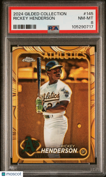 2024 Topps Gilded Collection Rickey Henderson #145 /95 PSA 8