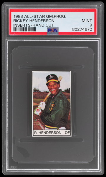 1983 All-star Game Program Rickey Henderson Inserts Hand Cut PSA 9