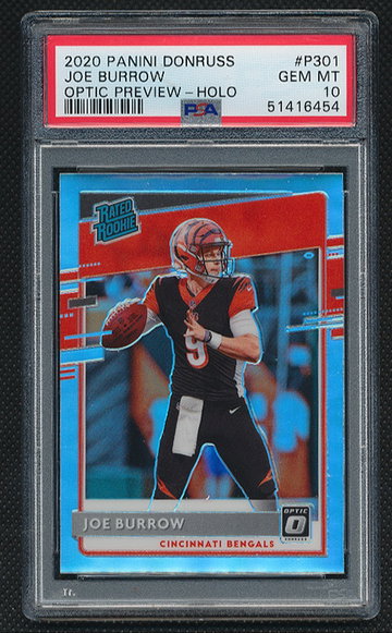 2020 Donruss Joe Burrow Optic holo preview rookie card PSA 10