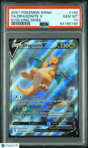 Evolving Skies Dragonite V Holo Ultra Rare (Alternate Full Art) PSA 10 #192/203