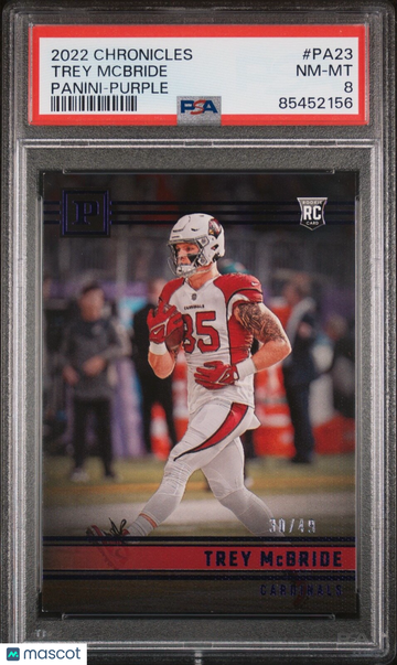 2022 Panini Chronicles Trey McBride #PB2 Purple Parallel/Variety PSA 8