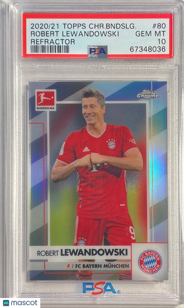 2020 Topps Chrome Bundesliga Robert Lewandowski #80 Refractor PSA 9